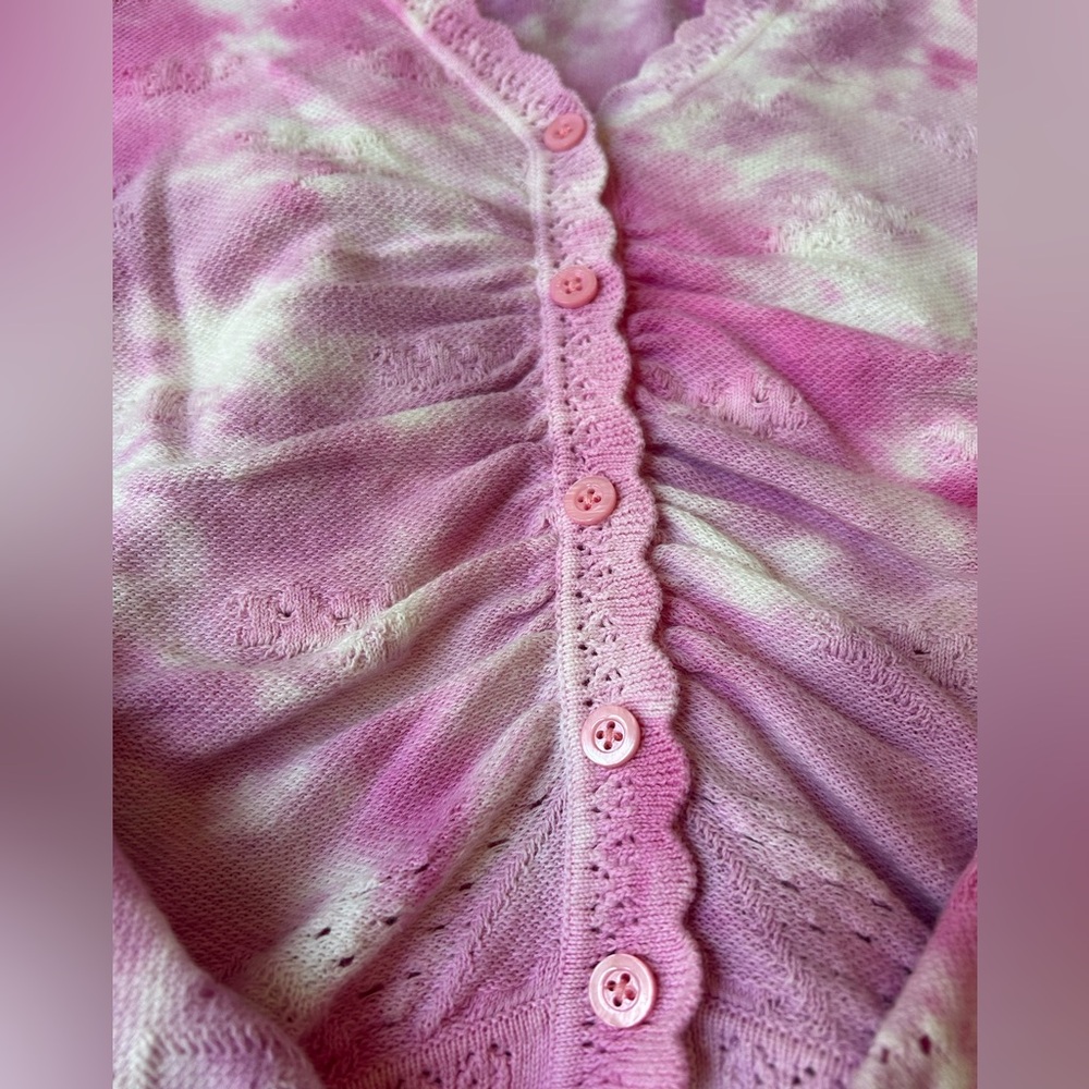 LOVE SHACK FANCY Aldridge Tie-Dye Pointelle Cardigan - Picture 9 of 10